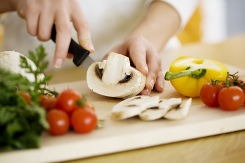 chopping vegetables