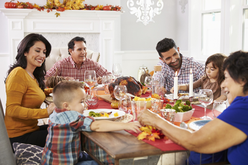 family eating Thanksgiving meal together