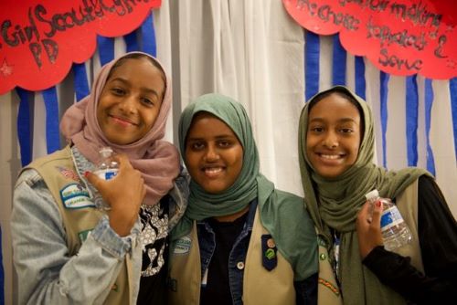 Girl Scouts Dana Mussa, Nahar Said, Jumana Mussa from Troop 3408