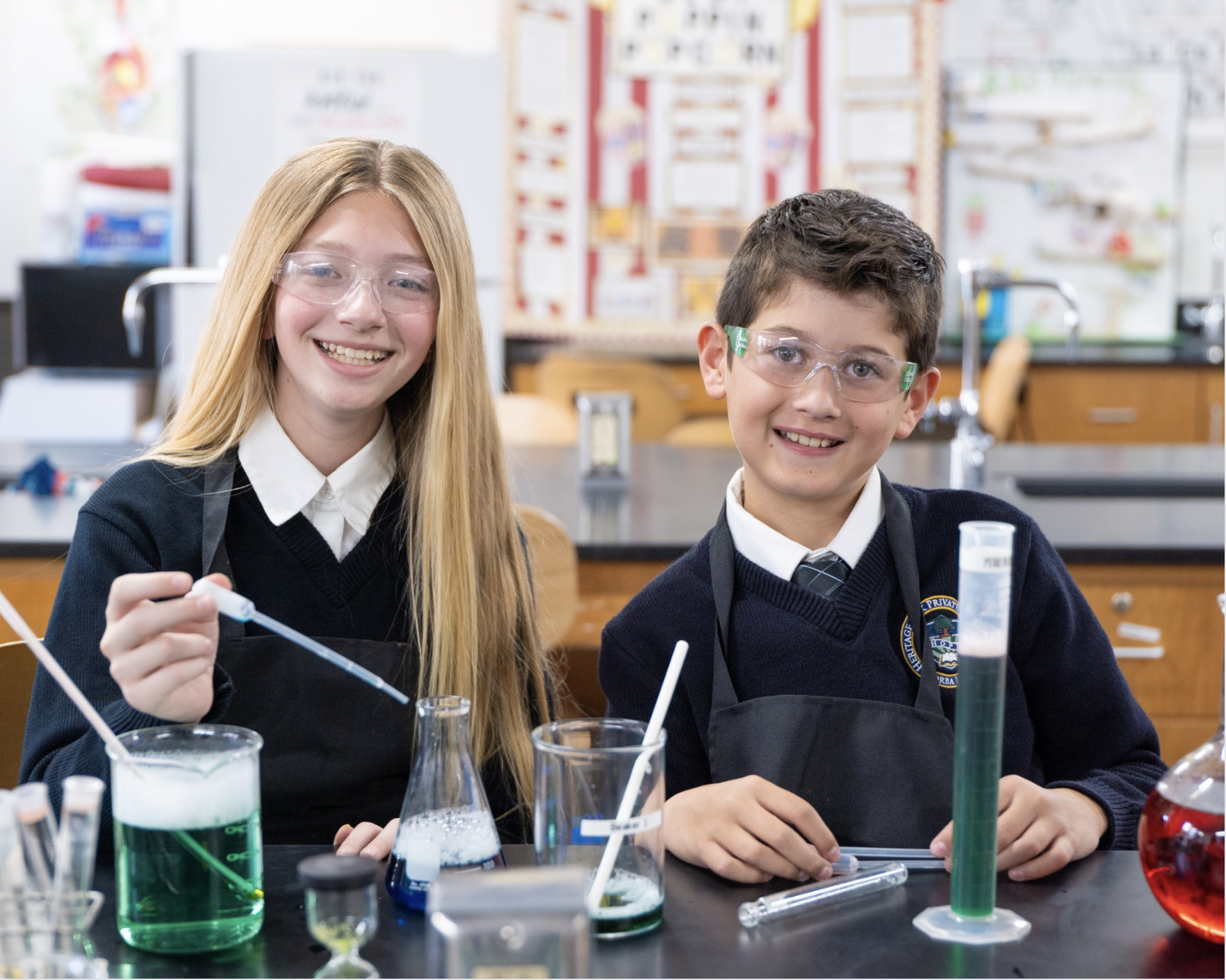 Students conducting science experiments at Heritage Oak Private School Best Single-Campus Private School