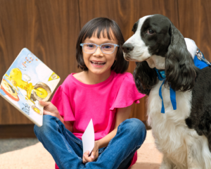 Reading to a Dog program at Irvine Heritage Park Library
